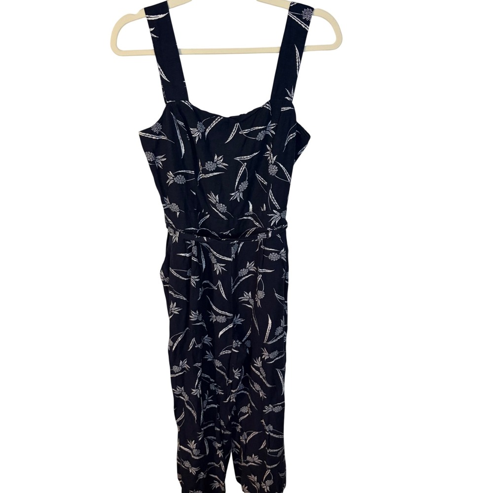 Ann Taylor Factory Botanical Jumpsuit Linen Blend Coastal Nautical Resort Sz 4